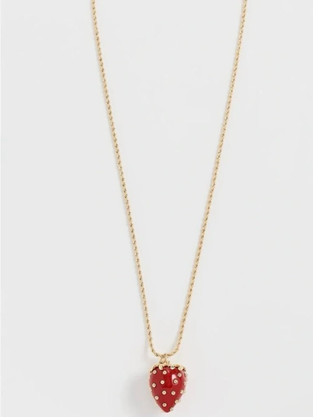 Kenneth Jay Lane Gold-Tone Chain with Red Strawberry Pendant - Picture 2 of 7